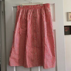 ASOS Red Stripe Midi Skirt 14